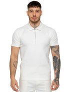 Muscle Fit Zip Polo White T-Shirt
