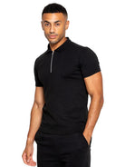 Muscle Fit Zip Polo Black T-Shirt