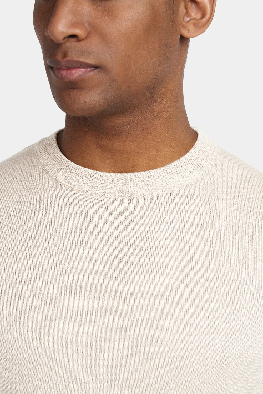 Mens Beige Crewneck Knit Sweater