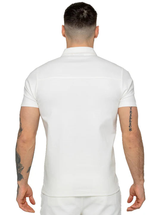 Muscle Fit Zip Polo White T-Shirt
