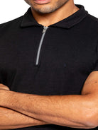 Muscle Fit Zip Polo Black T-Shirt