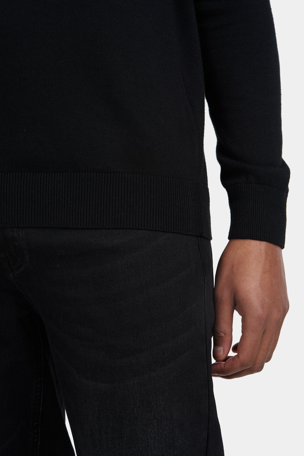 Mens Black Crewneck Knit Sweater