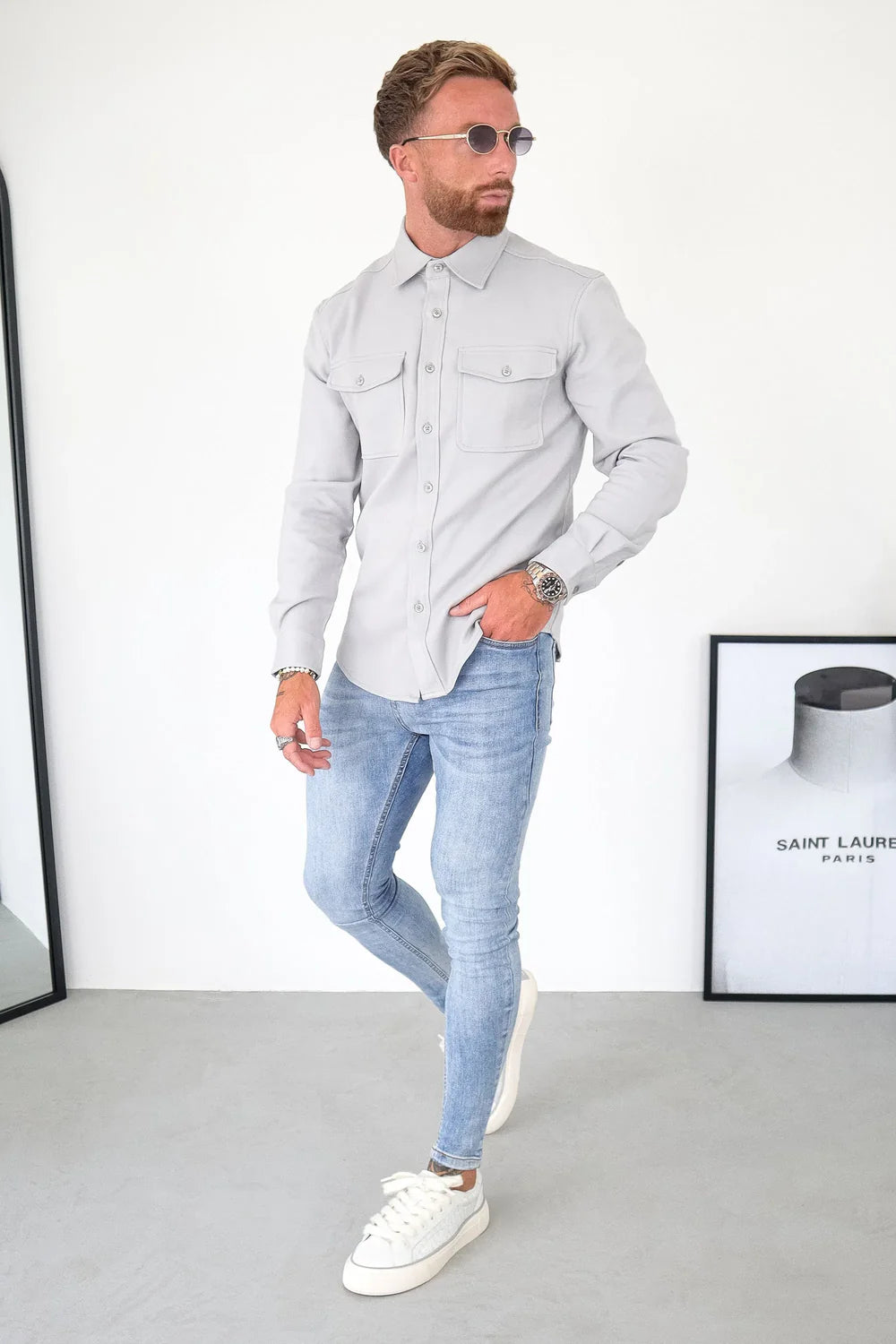 Mens Grey Premium Overshirt