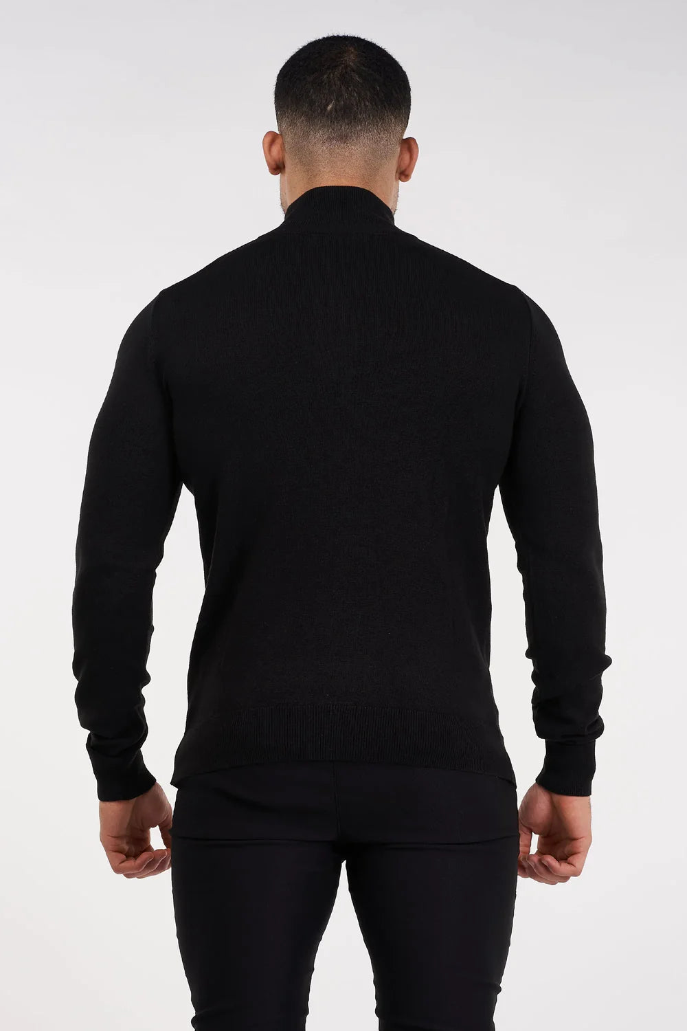 Men's Black Zip Neck Jumper 